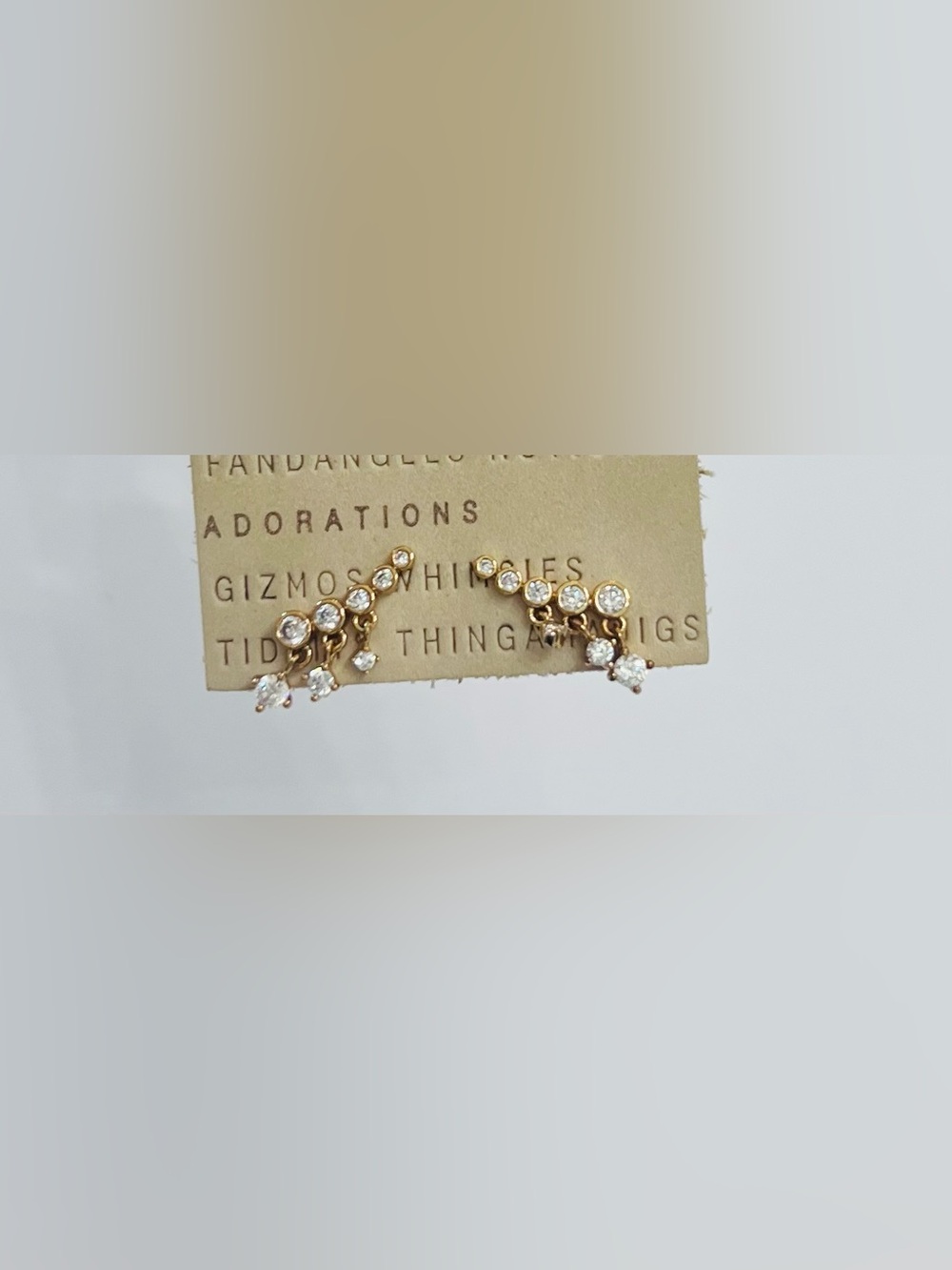 Anthropologie Gold Crystal Stud Earrings NWT - Picture 2 of 3